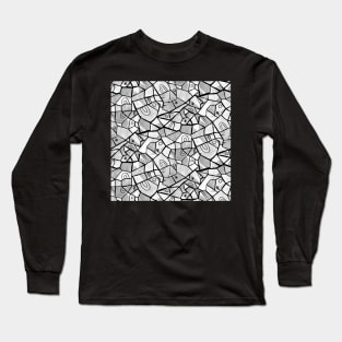 Black and White Solid Shapes Long Sleeve T-Shirt